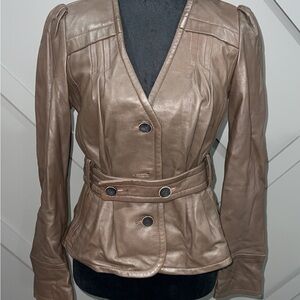 Women's Taupe Leather Jacket